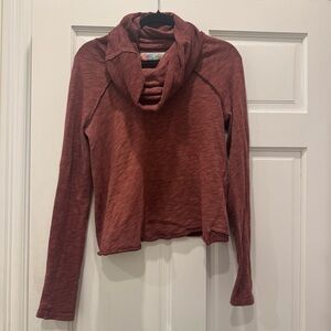 Free People Beach Cocoon Cowl Neck Pullover Terracotta Slouchy Boho Sweater S